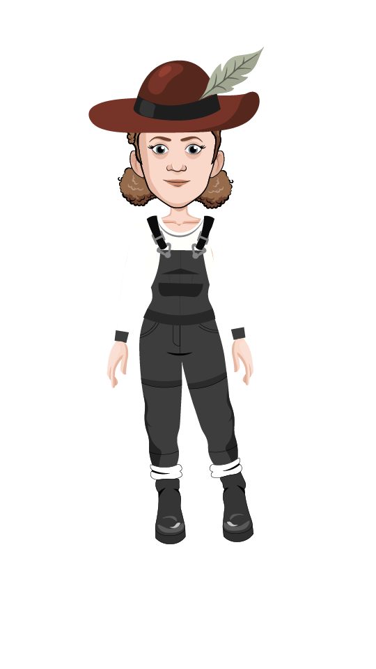 Stylized female puppet with gesture and eyebrow movement, made for character-driven Adobe Character Animator videos.