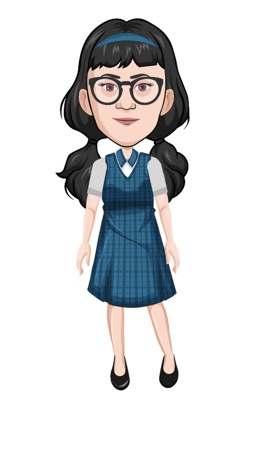 Smiling student girl animated character puppet with high-resolution vector design and walk behavior for storytelling in children’s educational videos.