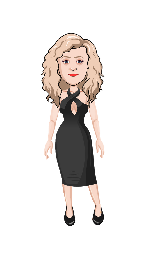 Cartoon puppet with quirky hairstyle and casual clothing, designed for content creators who make animated YouTube vlogs and tutorials.