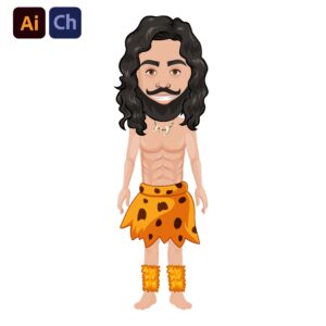 Adam is a rugged and primal puppet designed by Puppetlancer for Adobe Character Animator, perfect for storytelling and educational animations that explore ancient times or prehistoric themes. With his long hair, beard, and animal skin attire, Adam captures the essence of a caveman, making him ideal for history lessons, storytelling, and creative content set in the prehistoric era.