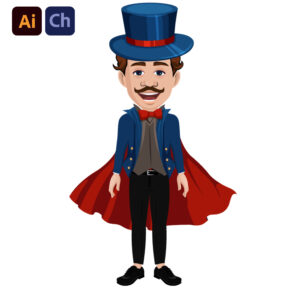 Anthony is a mystical and enchanting puppet designed by Puppetlancer for Adobe Character Animator, perfect for creating magical, educational, and storytelling animations. Dressed in a classic magician's costume, complete with a cape and top hat, Anthony is the ideal character for animations focused on magic tricks, fantasy stories, and learning videos with a magical twist.