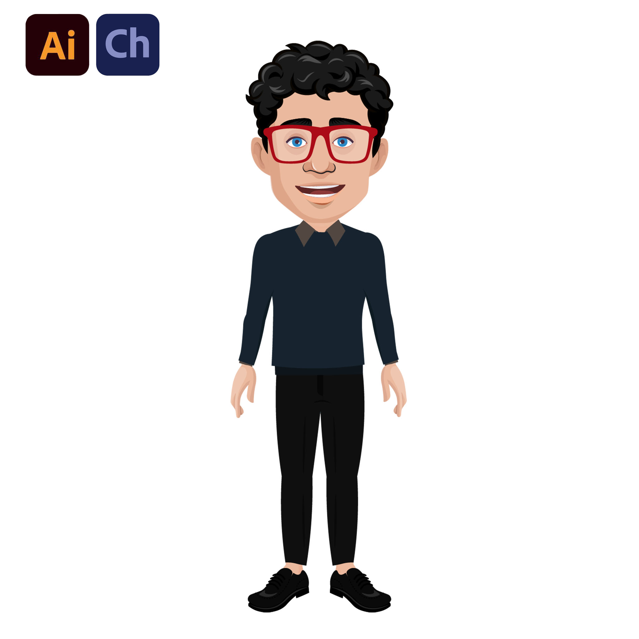 Christopher is a well-crafted puppet designed for Adobe Character Animator, perfect for creating engaging educational animations and content aimed at students and learners. His casual, student-like appearance makes him an ideal choice for projects related to education, learning, and academic presentations.