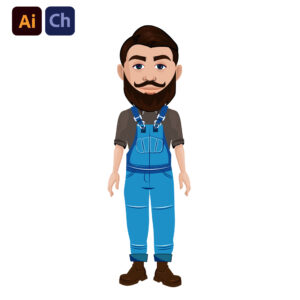adobe character animator puppet of Daniel, a farmer with beard best for animation