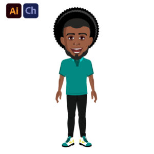 Douglas is a striking and fashionable puppet designed by Puppetlancer for Adobe Character Animator, ideal for creating dynamic, culturally rich, and modern-themed animations. With his dark skin, stylish African hair bun, and confident demeanor, Douglas is perfect for vlogging, storytelling, and creative content that celebrates diversity and style.