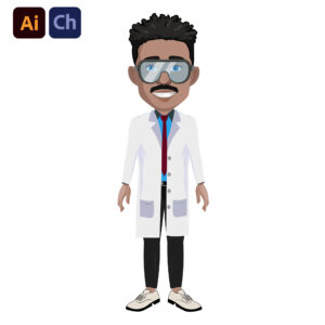 Dr. Joseph is a meticulously crafted puppet designed for Adobe Character Animator, perfect for creating professional and educational animations centered around medical and scientific themes. His appearance and detailed attire make him ideal for projects focusing on healthcare, research, and academic presentations.