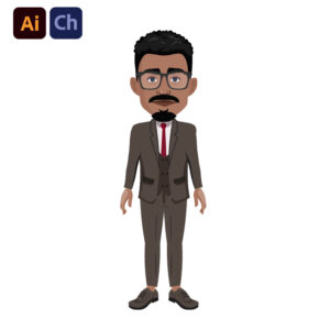 Jeremy is a sophisticated and professional puppet designed by Puppetlancer for Adobe Character Animator, ideal for creating animations that require a polished, business-oriented look. With his dark skin, business attire consisting of a coat and pants, and glasses, Jeremy is the perfect character for corporate videos, educational content, or any project that demands a professional and authoritative presence.