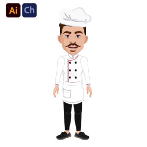 Matthew is a professionally crafted puppet designed by Puppetlancer for Adobe Character Animator, perfect for bringing culinary-themed animations to life. Dressed in traditional chef attire, including a chef’s hat, apron, and uniform, Matthew is ideal for projects focusing on cooking tutorials, restaurant promotions, and food-related content.
