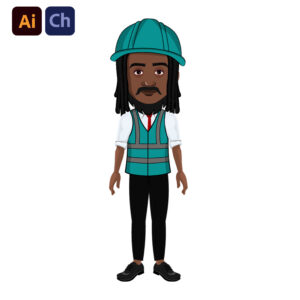 Patrick is a professional and stylish puppet designed by Puppetlancer for Adobe Character Animator, perfect for creating animations that require a character with both authority and modern style. Patrick is characterized by his black skin tone, long hair styled in braids, and a civil engineer costume, making him ideal for content related to engineering, construction, education, and storytelling that involves professional themes.