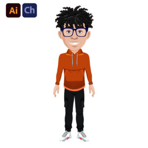 Ryan is an educational and approachable puppet designed by Puppetlancer for Adobe Character Animator, perfect for creating learning-related animations. With his distinctive curly hair, hoodie, and glasses, Ryan embodies the modern, relatable student or tutor, making him ideal for educational content, online courses, and instructional videos.