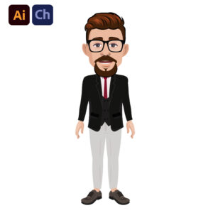 Thomas is a sophisticated and adaptable puppet designed by Puppetlancer for Adobe Character Animator, ideal for creating a wide range of professional animations. Dressed in a sharp, professional outfit and wearing glasses, Thomas is the perfect character for business presentations, educational content, or any scenario requiring a polished, authoritative figure.