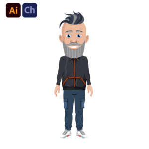 Victor is a young and dynamic puppet designed by Puppetlancer for Adobe Character Animator, ideal for projects that require a modern and athletic character. Victor features stylish hair, a long beard, and is dressed in a tracksuit, making him perfect for content related to sports, fitness, lifestyle, or casual storytelling.
