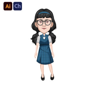 Lina is the perfect choice for educational animations, classroom stories, and school-themed content. Dressed in a classic school uniform and wearing glasses, she represents a bright and curious student. Whether for online lessons, academic storytelling, or explainer videos, Lina brings a studious and engaging presence to your projects.