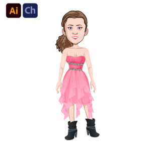 Aisha is a confident and fashion-forward puppet, designed for creators who want to add bold style and charisma to their animations. She wears a stunning pink strapless dress paired with statement big boots, creating a unique mix of elegance and edgy fashion. Whether for storytelling, fashion content, or digital performances, Aisha is a standout choice for Adobe Character Animator users.