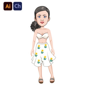 Maris is a charming and graceful puppet designed for storytelling, fashion-themed animations, and elegant character-driven content. Dressed in a stunning white frock with a delicate floral print, she brings a touch of sophistication and beauty to any animation project. Whether for lifestyle videos, fashion content, or engaging narratives, Maris adds a soft, stylish presence to your Adobe Character Animator toolkit.