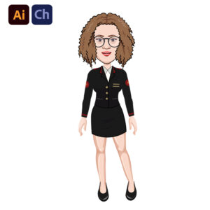 Seraphina is a poised and professional adobe character animator puppet designed for aviation, corporate, and hospitality-themed animations. Dressed in a sleek black airline uniform and featuring beautiful curly hair, she exudes confidence and sophistication. Whether you're creating airline training videos, travel vlogs, or customer service animations, Seraphina is the perfect character to bring an air of professionalism and charm to your content.