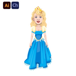 Hafsa is a regal and enchanting Adobe Character Animator puppet designed by Puppetlancer, perfect for fairy tale storytelling, fantasy animations, and royal-themed content. Dressed in a stunning blue princess gown and adorned with a dazzling crown, she embodies elegance and grace, making her ideal for animated fairy tales, educational stories, and magical-themed projects.