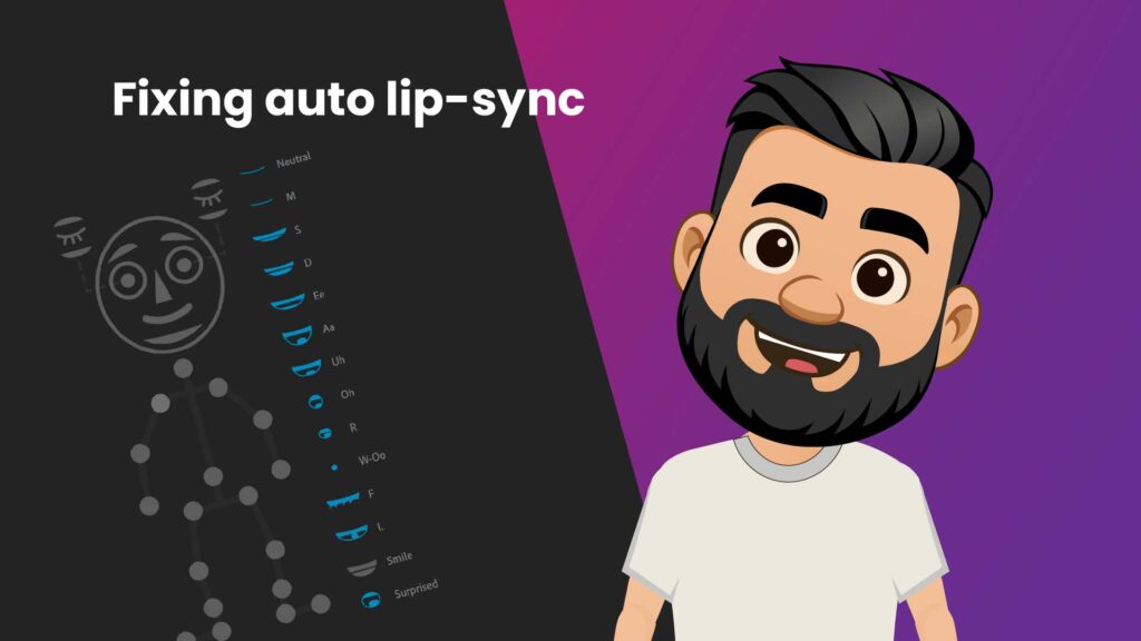 Fixing auto lip-sync errors in Adobe Character Animator interface.
